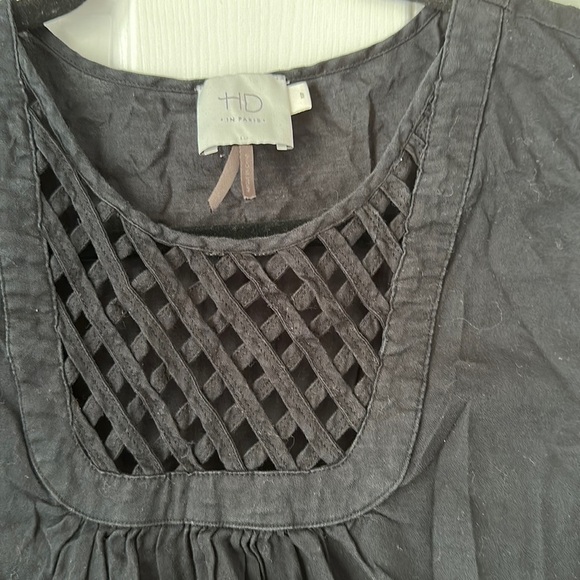 Anthropologie HD in Paris lattice top sleeveless black XSP 100% cotton - Picture 3 of 4